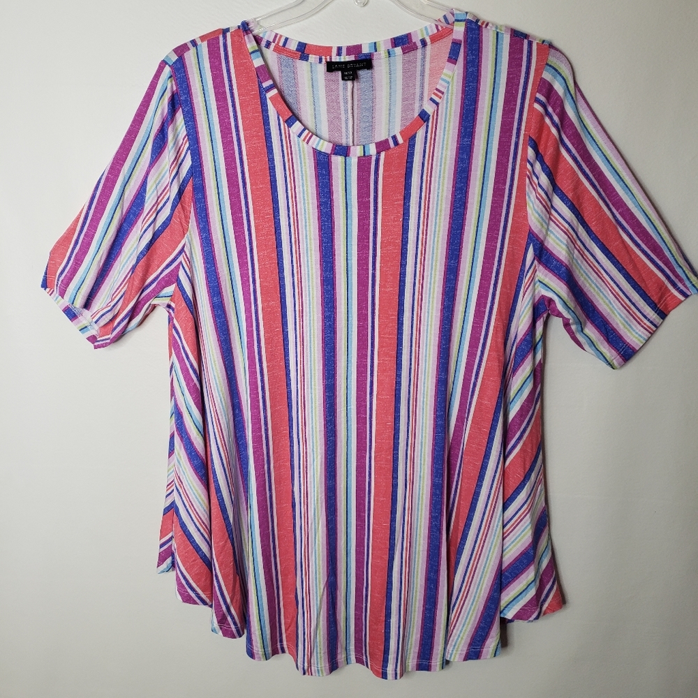 Lane Bryant Women's Top Short Sleeve Striped Tunic Women's Size 18/20W NWOT
